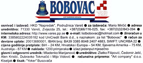 Bobovac Impressum